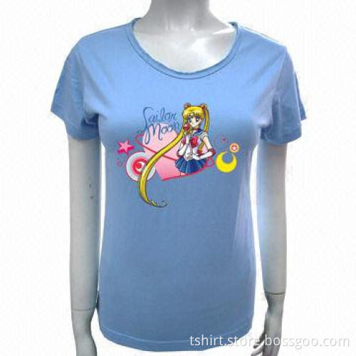 Women t-shirt, printed, short sleeved with 100%cotton